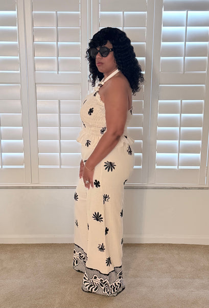 "TREAT HER LIKE A LADY” Halter Neck Top And Pants Set