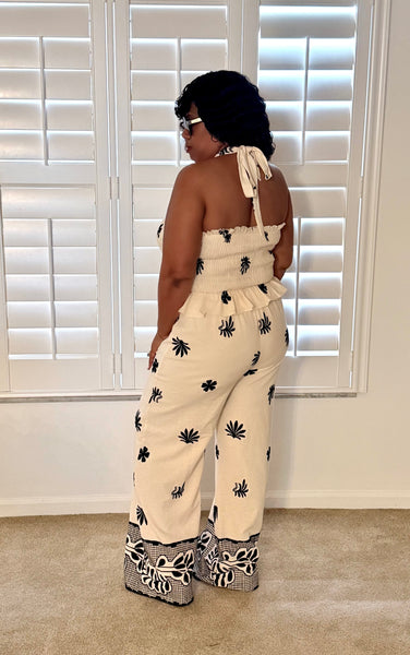 "TREAT HER LIKE A LADY” Halter Neck Top And Pants Set