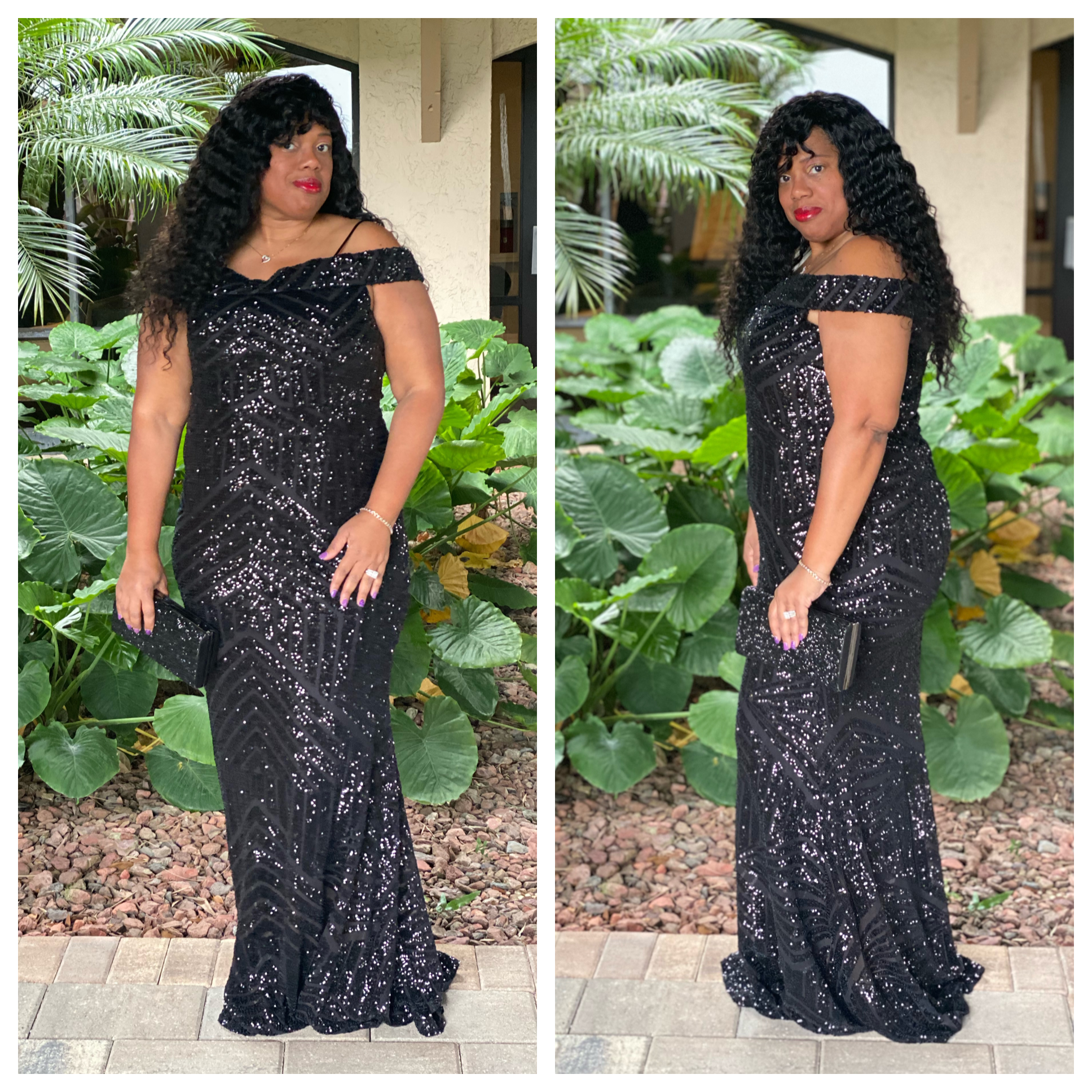 Sequins top formal dress