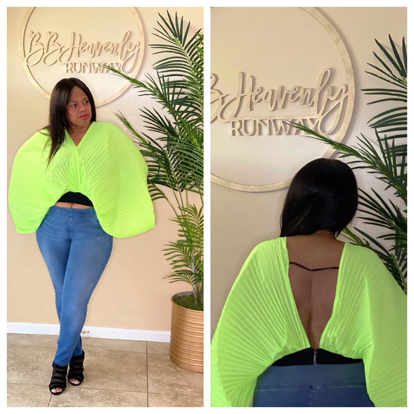 “NEON NICETY” Pleated Open Back Top